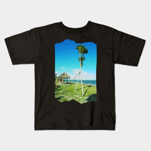 Palm tree photo Key West Florida blue sky palmtree landscape USA nature lovers Kids T-Shirt by BoogieCreates